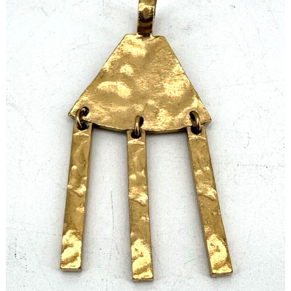 Biche de Bere Pendant Paris Brutalist Necklace Signed Gold Tone Modernist Vintag - Picture 2 of 7